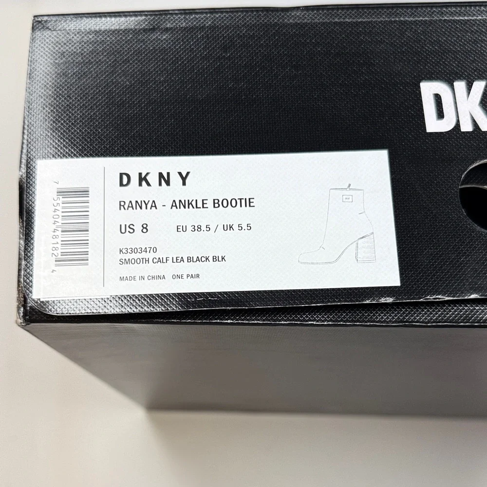 DKNY Women's Ranya Zip Ankle Booties- Size 8- Smooth Black Leather - Picture 5 of 8